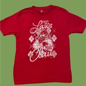 Holiday Time Men Red Graphic T-Shirt with Santa Design